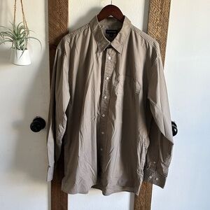 Landmark Men’s Beige Button Down Dress Shirt Size XL VGUC